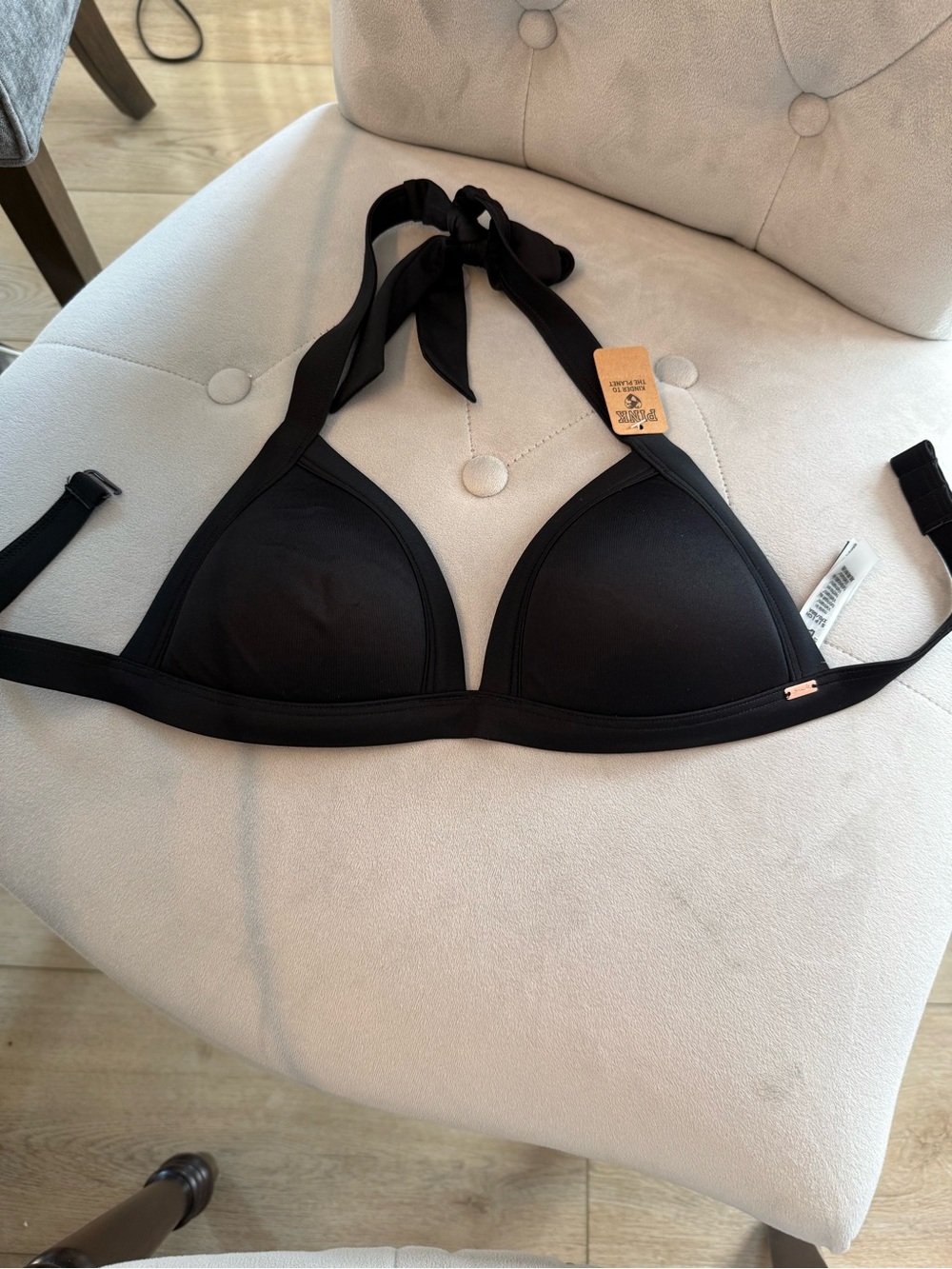 NWT Victoria’s Secret PINK Black Halter Bikini Swim Top Small S